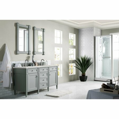 James Martin Vanities Brittany 60in Double Vanity, Urban Gray w/ 3 CM Eternal Jasmine Pearl Quartz Top 650-V60D-UGR-3EJP